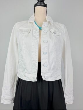 ELLE White Cropped Denim Jacket – Size Small